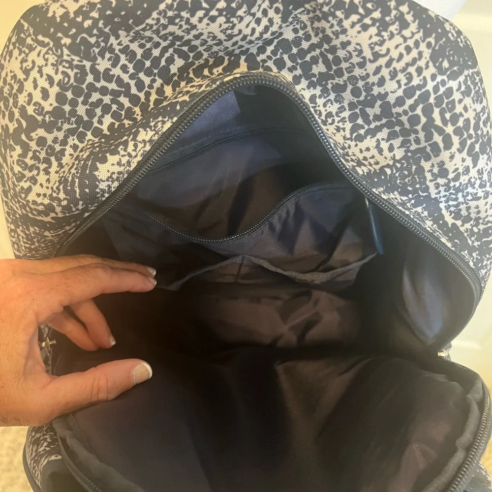 Navy and White Snake Print Tennis Backpack - Picture 4 of 4